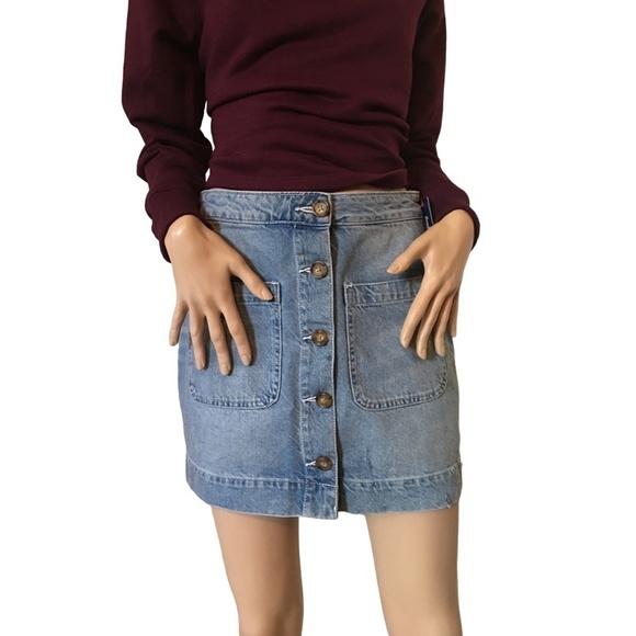 WE the Free | Free People Denim Skirt Button Front High Rise Don't get me wrong - Picture 3 of 15